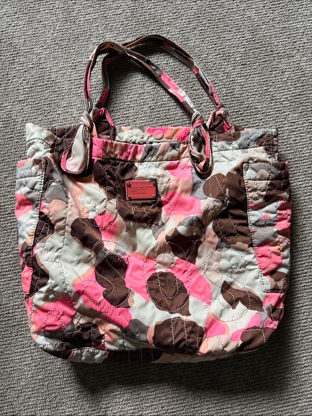 Marc by Marc Jacobs Pink & Brown Quilted Camo Tote
